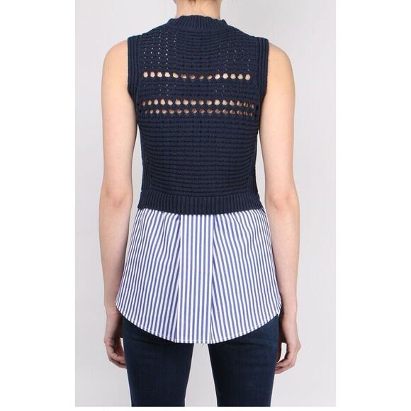 Veronica Beard Blue White Par Combo Sleeveless Sweater Size XS South Beach - Picture 2 of 10